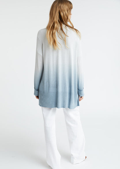 Cardigan tie and dye en lurex bleu