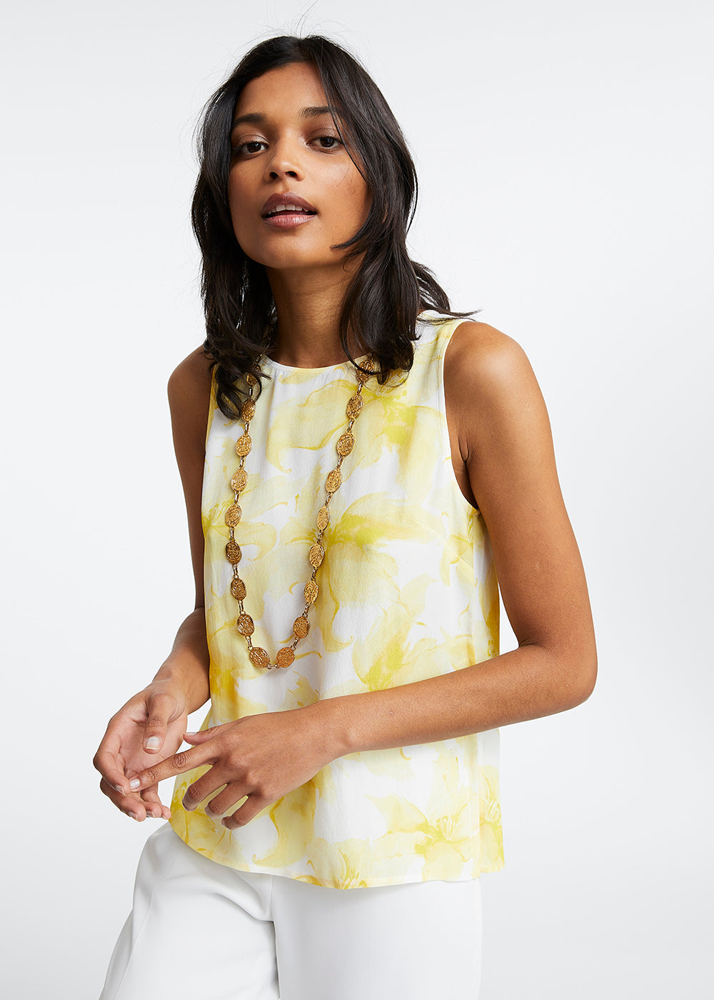 Top imprimé floral jaune