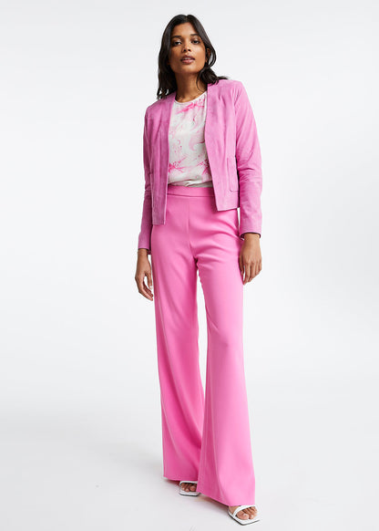 Veste courte en daim fushia