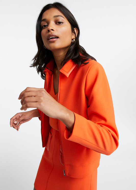 Orange short bomber jacket