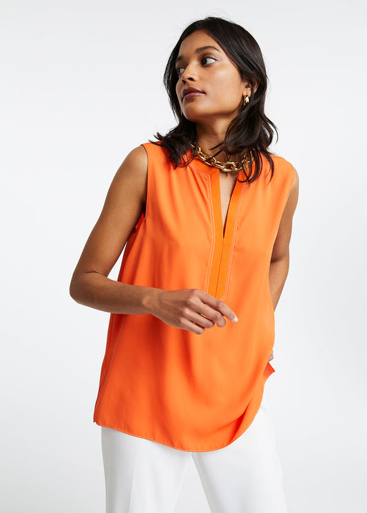 Orange top with Tunisian collar