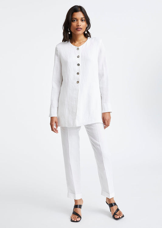Chemisier en lin blanc