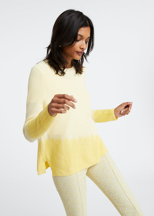Pull tie & dye jaune à manches raglan