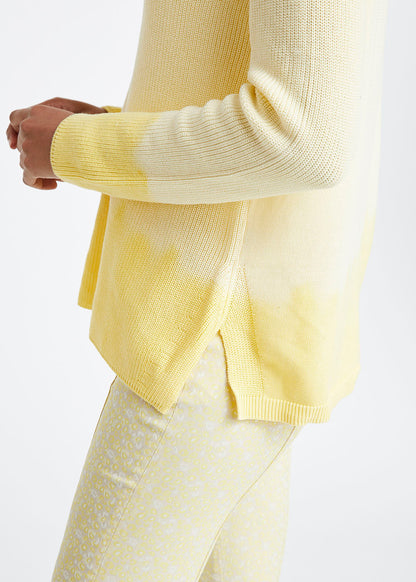 Pull tie & dye jaune à manches raglan