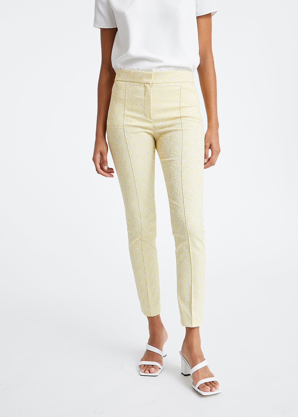 Pantalon jaquard jaune