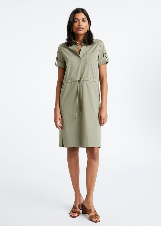 Robe courte en coton kaki