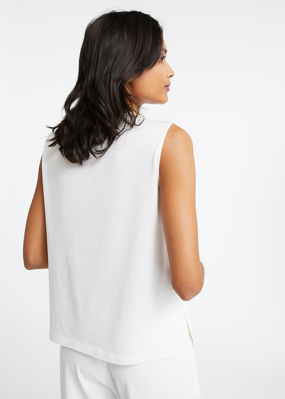 Débardeur jersey blanc col v