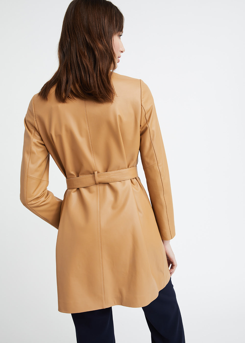 Trench en cuir beige