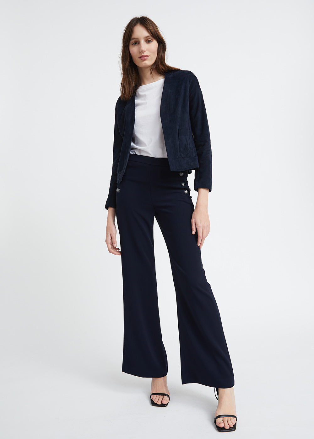 Veste courte en daim marine