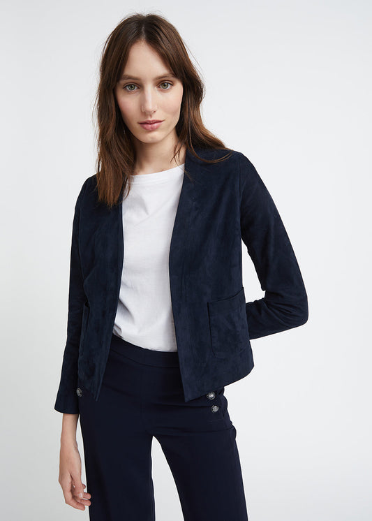 Short navy suede jacket