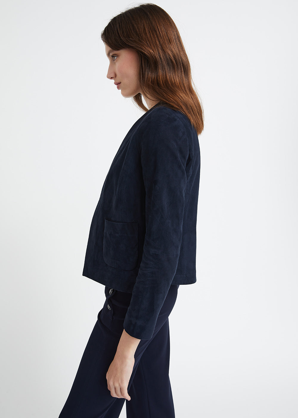 Veste courte en daim marine