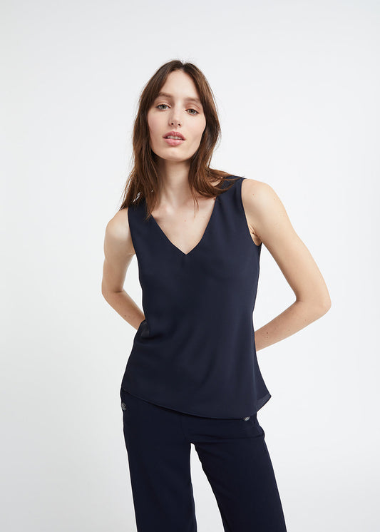 Navy V-neck tank top