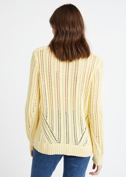 Pull jaune en coton ajouré