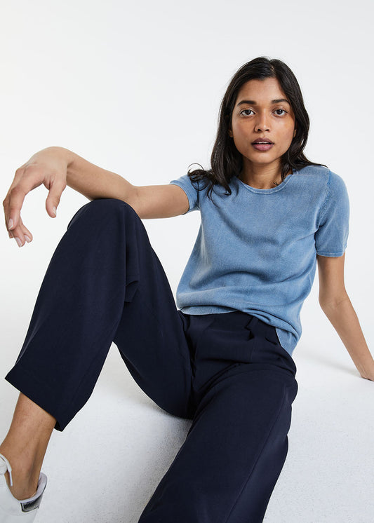 Camille blue cotton t-shirt