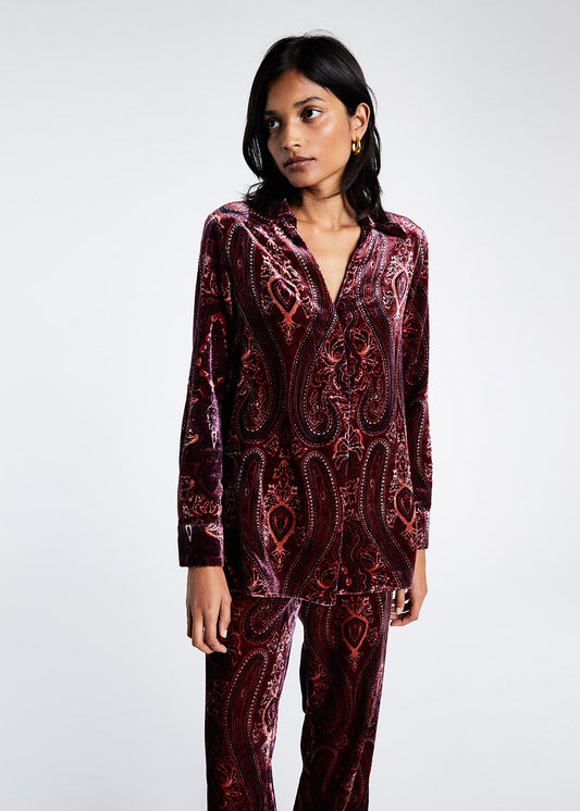 Printed velvet blouse