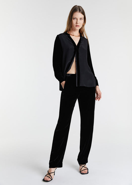 Black velvet pants