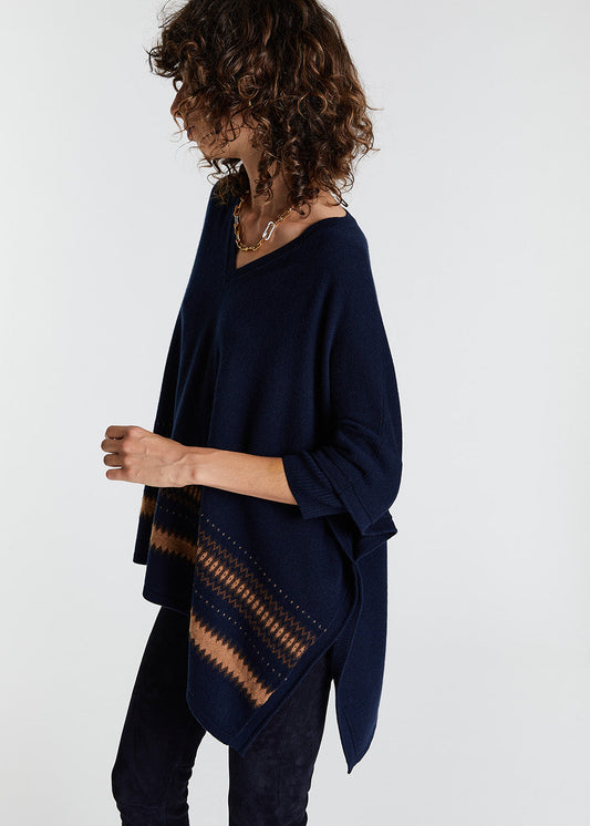 Navy Cashmere Poncho
