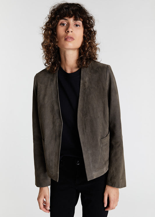 SHORT KHAKI SUEDE JACKET