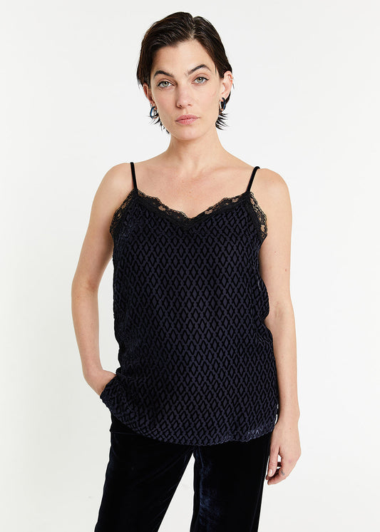 Navy velvet camisole