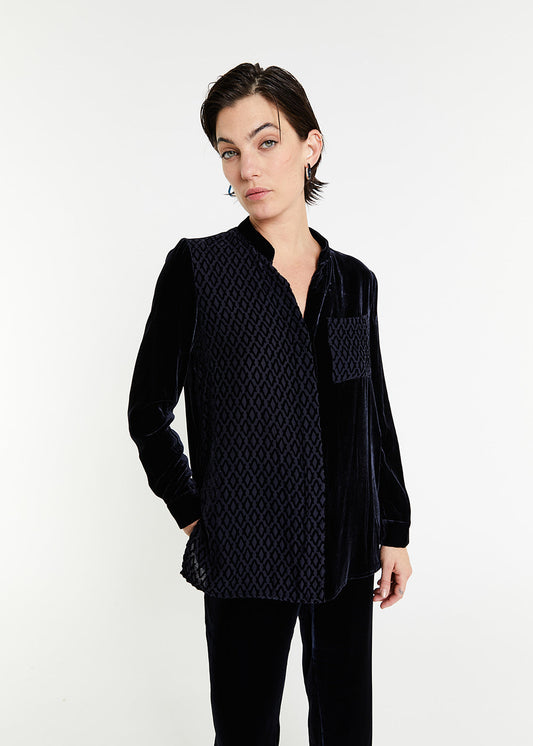 Navy velvet blouse