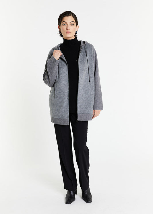 Grey Hooded Wool Jacket