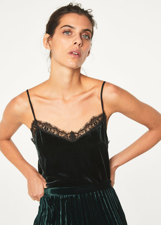 Green velvet tank top