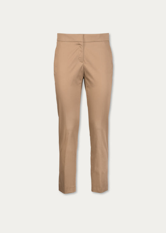 Beige cotton satin pants