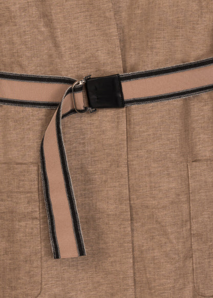 Veste ceinturée beige en lin