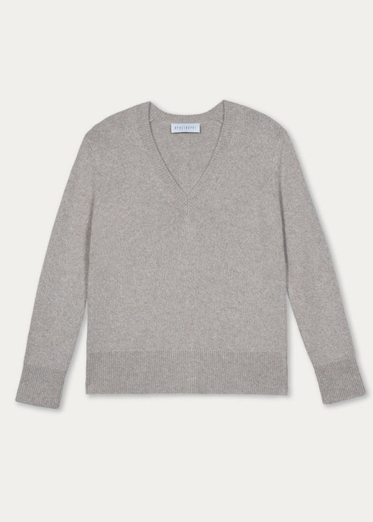 Concrete v-neck sweater in 6-ply cashmere