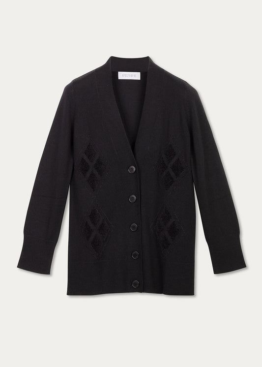 Velvet jacquard cardigan