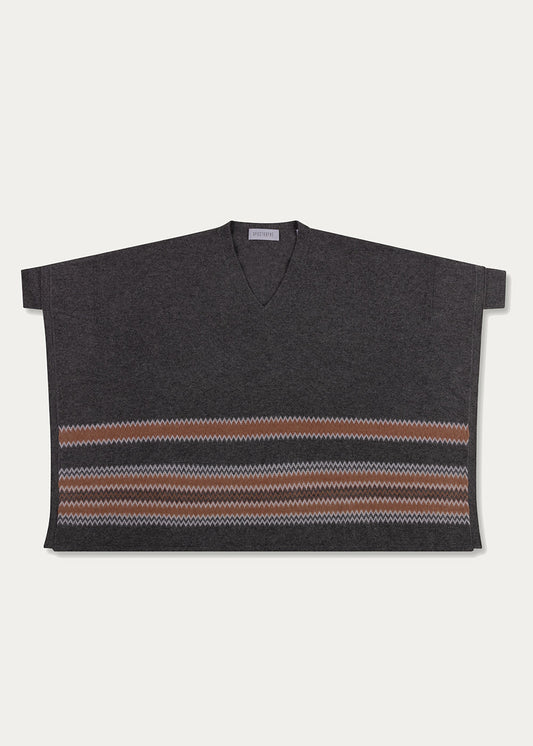 Grey cashmere poncho