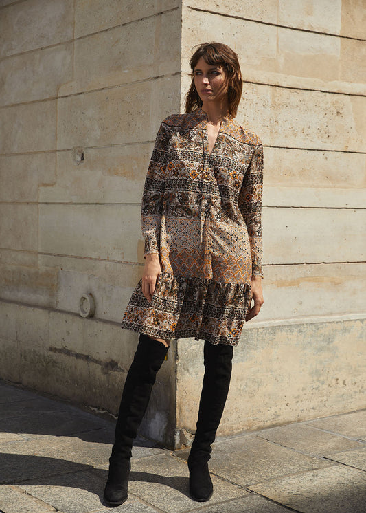 Mira paisley print shirt dress